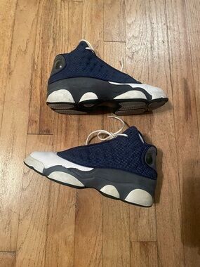 Navy and White Retro Basketball Sneakers